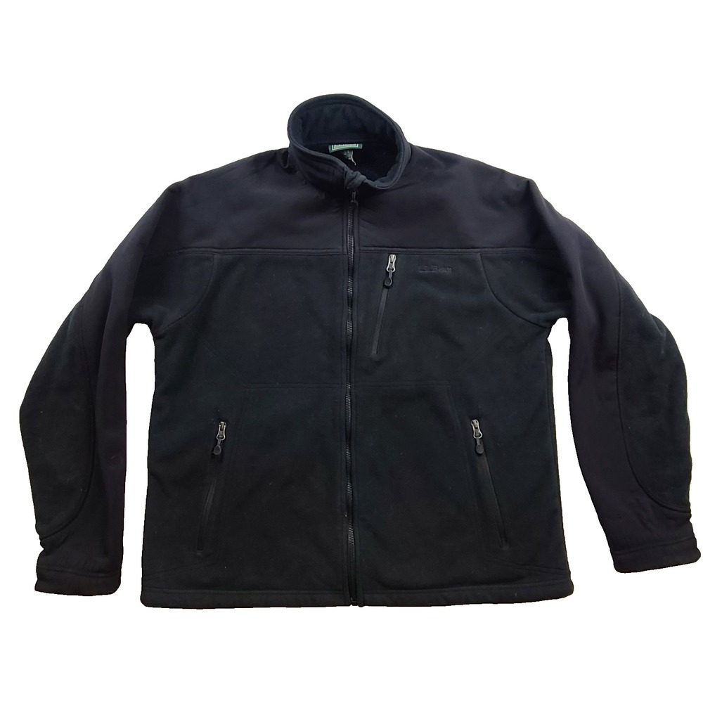 L.L. Bean Thinsulate Platinum Jacket Mens Large Black Fleece Full Zip 270353